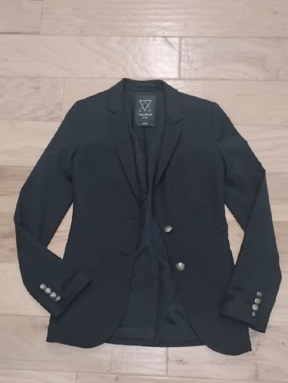 Talula Black Women's Fitted Blazer with Button Accents